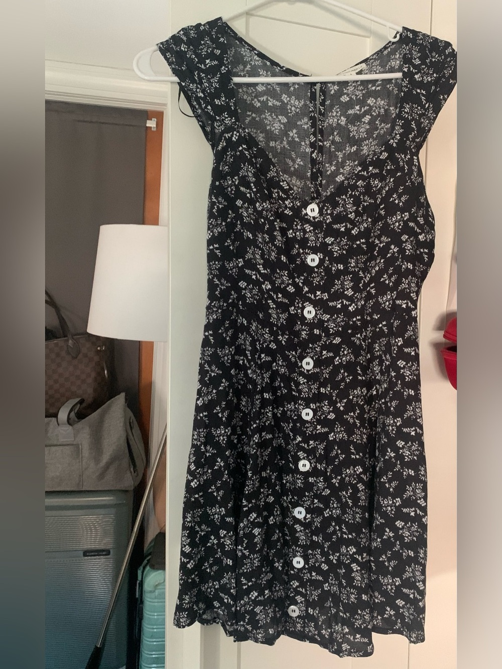 Cotton Candy Black and White Floral Midi Dress